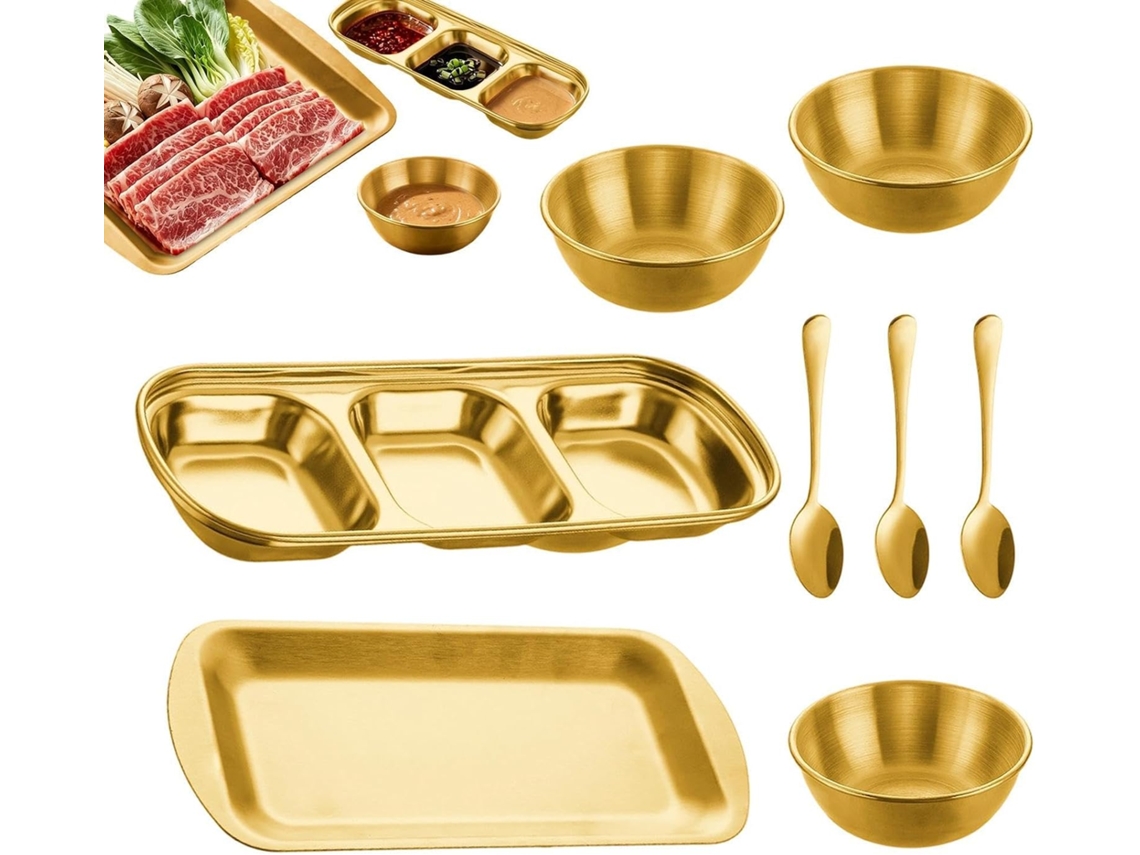 Conjunto De 8 Panelas Empilháveis De Aço Inoxidável Com 3 Compartimentos.