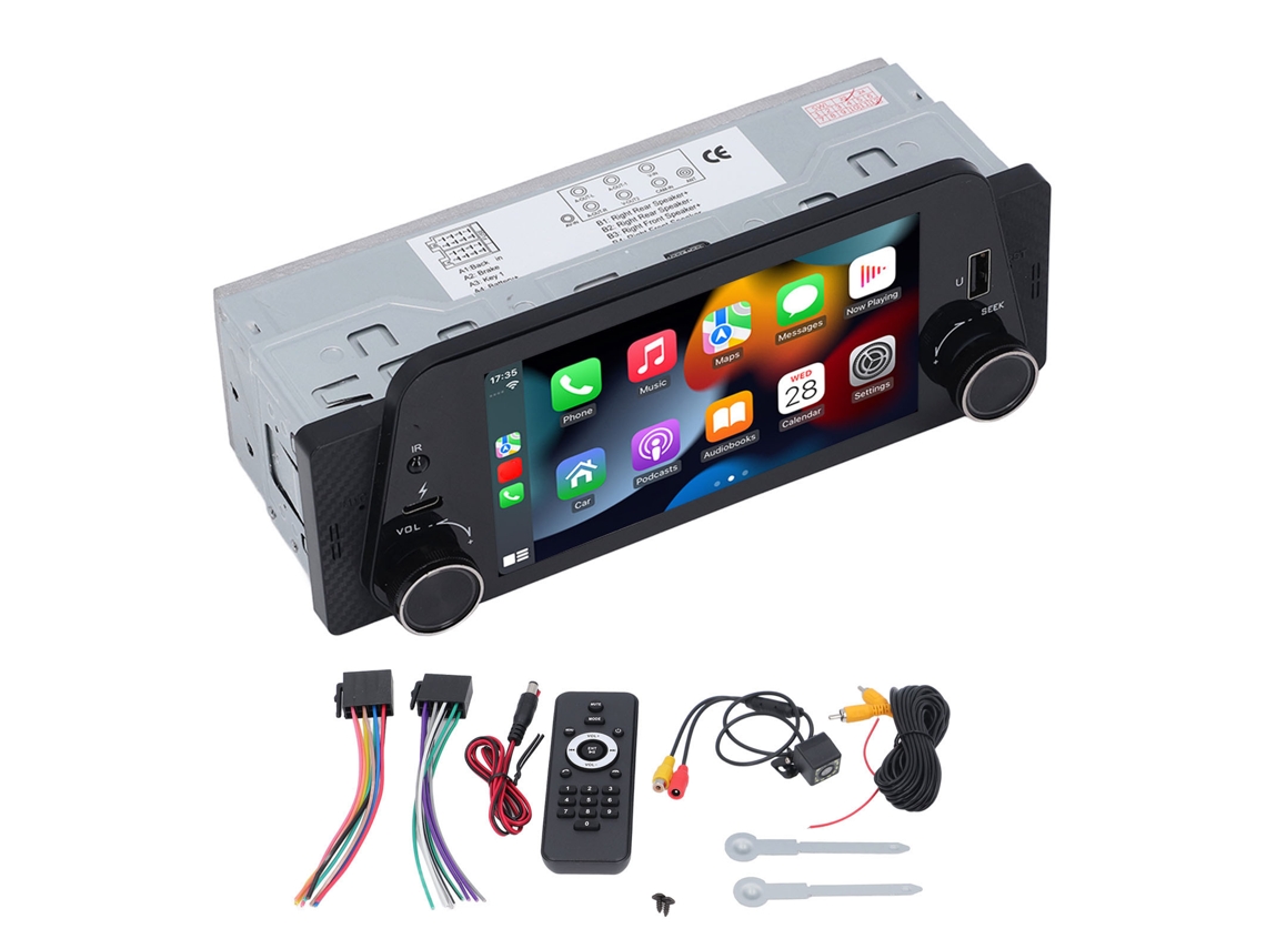 Aetheria player Mp5 Carro Single Din 5 Polegadas Touch Screen Carplay Bluetooth Câmera Ré 12led