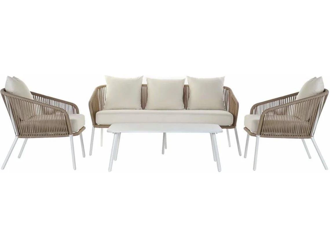 Conjunto de Sofá e Mesa ITEM Impermeável (Poliéster e Alumínio - 4 Peças - Bege)