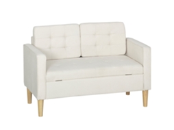 Sofá 2 Lugares Armazenamento Capitonê 117x62x78 Cm Creme