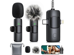 Mini microfone 3 em 1 para iPhone Microfone de lapela sem fio para Panoona