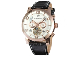 Relógio de negócios mecânico automático Forsining Exquisite para homem (ouro rosa e branco)