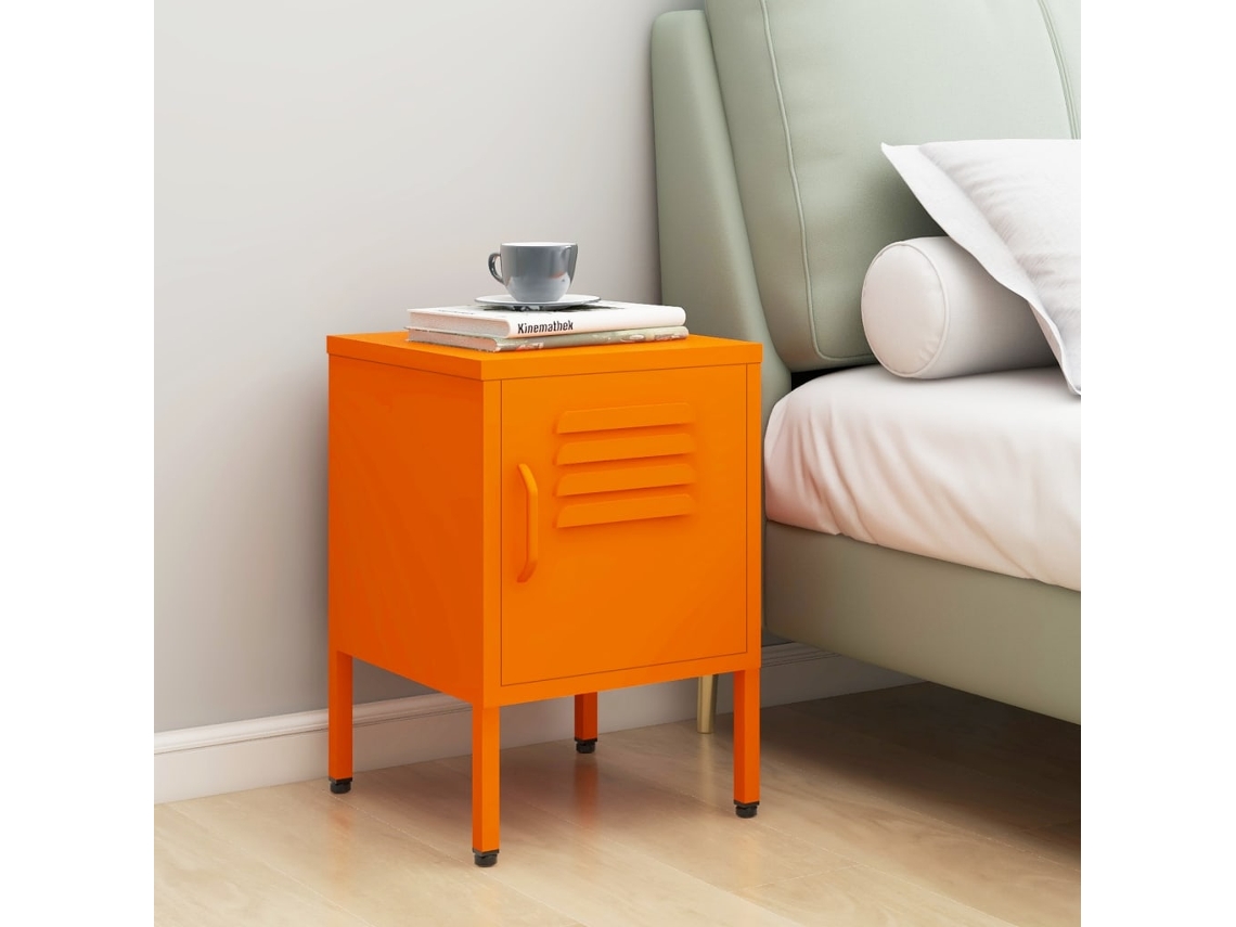 Vidaxl Mesa De Cabeceira 35x35x51 Cm Aço Laranja