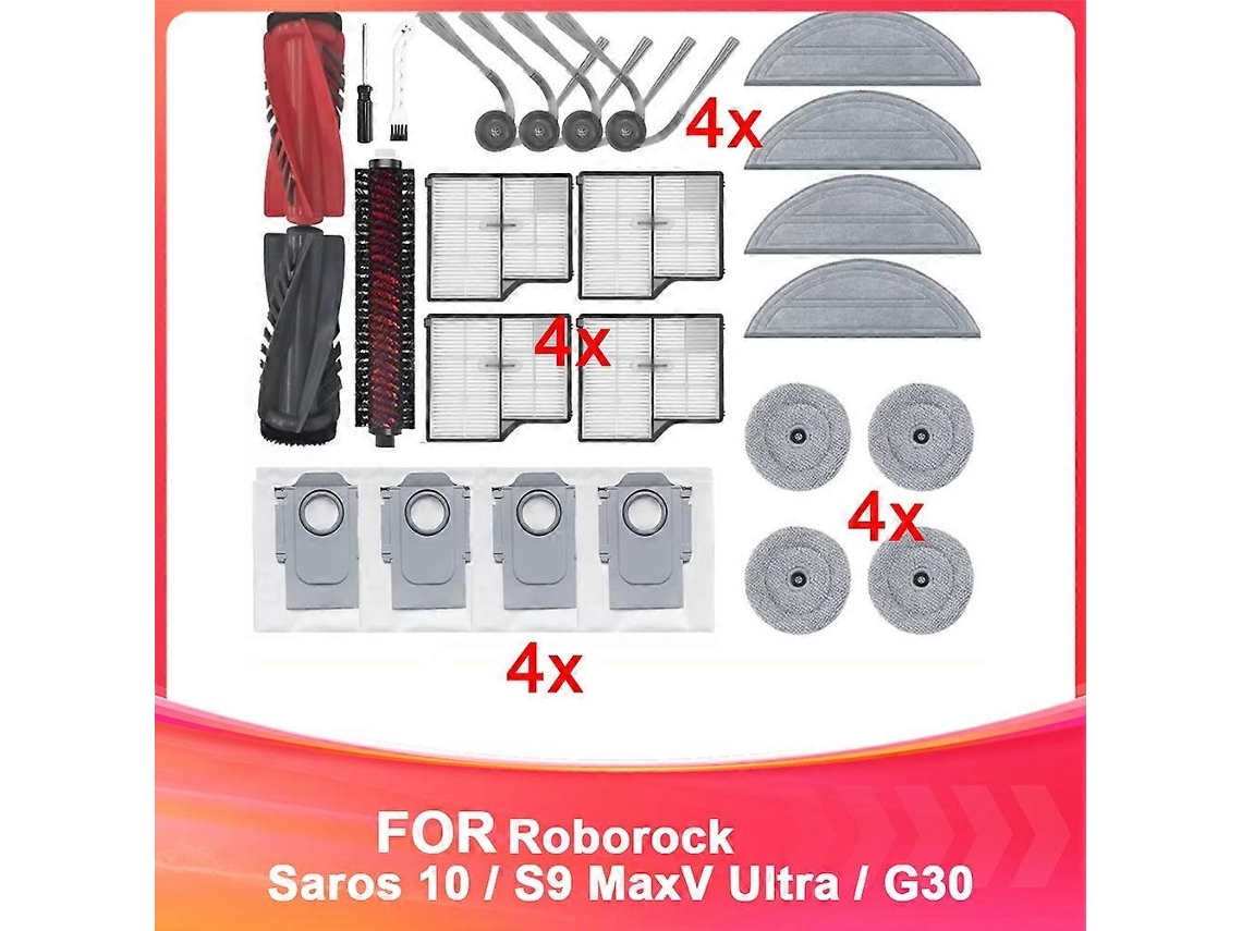 Compatível Com As Peças Do Aspirador Roborock Saros 10/roborock S9 Maxv Ultra: Rolo Principal, Escova Lateral, Filtro, Pano De Limpeza E Saco De Pó.