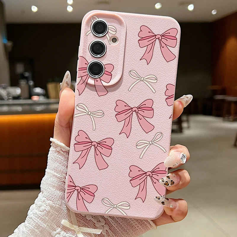 Capa De Celular Macia Rosa Com Laço Para Samsung Galaxy A54.