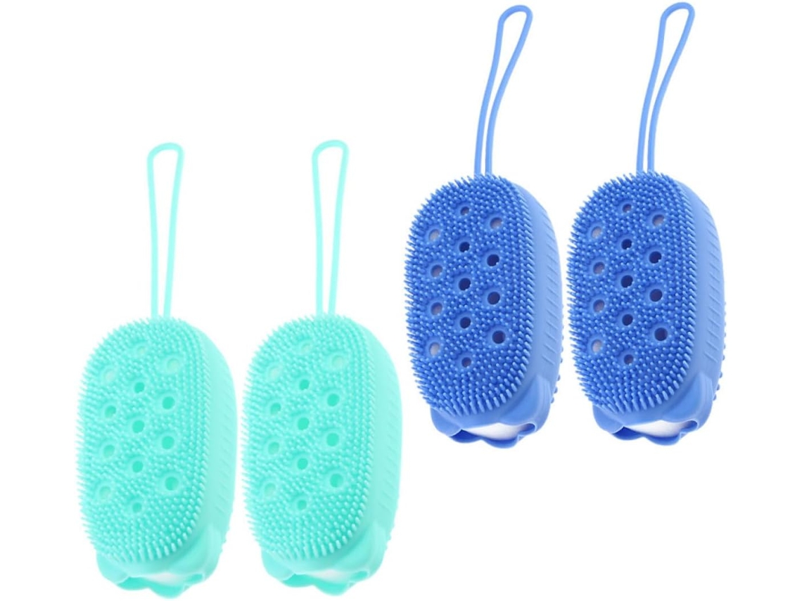Conjunto De 4 Escovas Silicone Esfoliantes Para Banho, Para Limpeza E Massagem Corporal Durante O Chuveiro