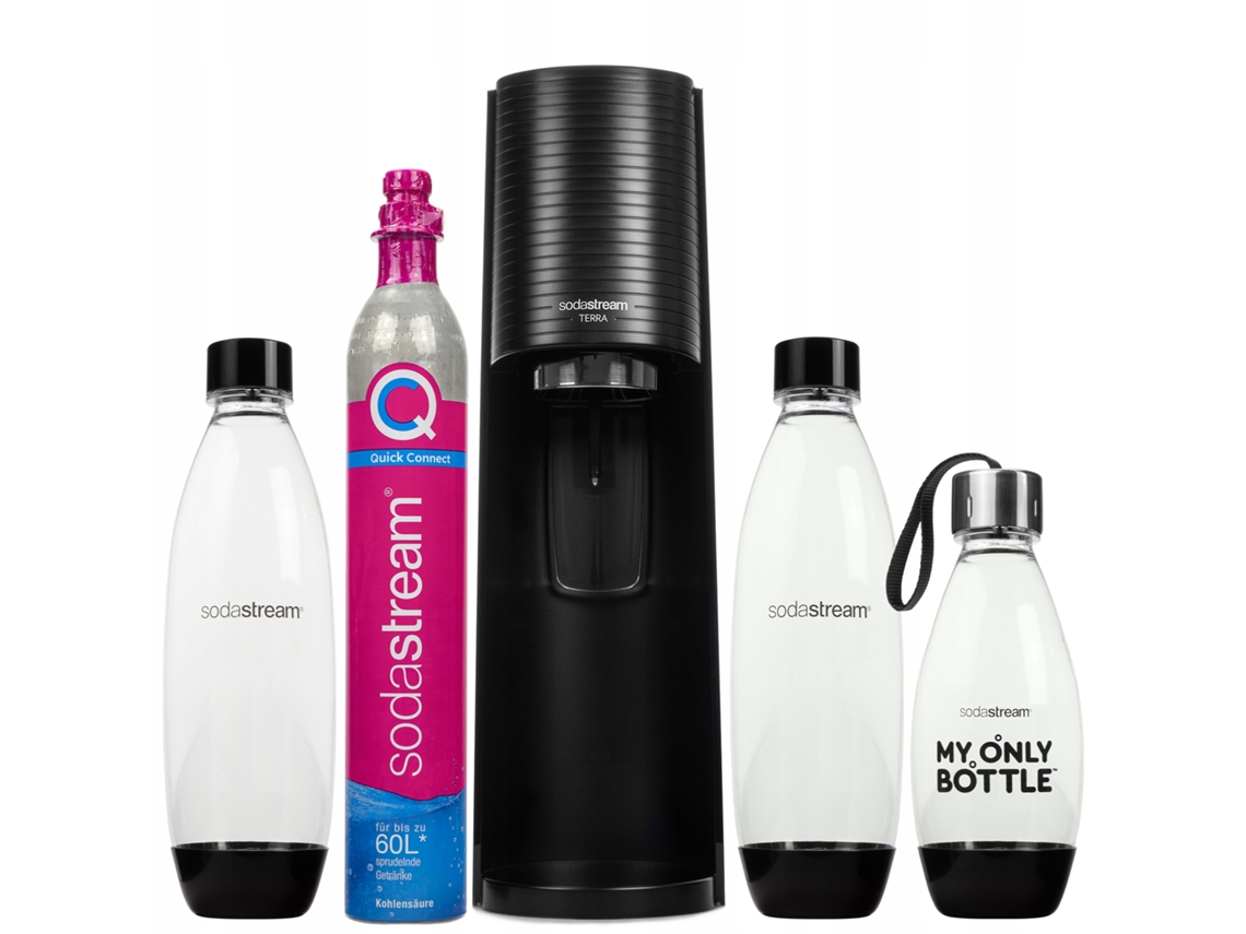 Saturador Preto SODASTREAM Terra com 3 Garrafas