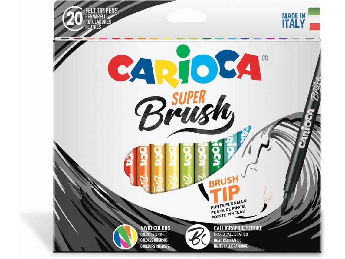 Canetas de Feltro CARIOCA Super Brush Multicolor (20 Und)