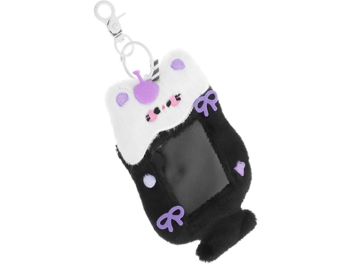 Chaveiro Porta Retratos De Pelúcia Gato Escuro, Estilo Kawaii, Identificação E Cartões De Crédito Prático E