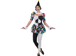 Fato de arlequina preta e multicolor para mulher