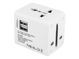Adaptador De Tomada Viagem Com 2 Usb Multifuncional