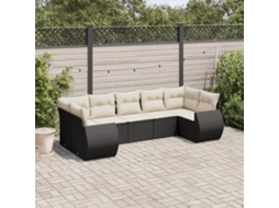 Vidaxl 7 Pcs Conjunto De Sofás P/ Jardim C/ Almofadões Vime Pe Preto
