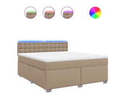 Cama com Molas Couro Artificial Cappuccino MAISON EXCLUSIVE 180x200 cm