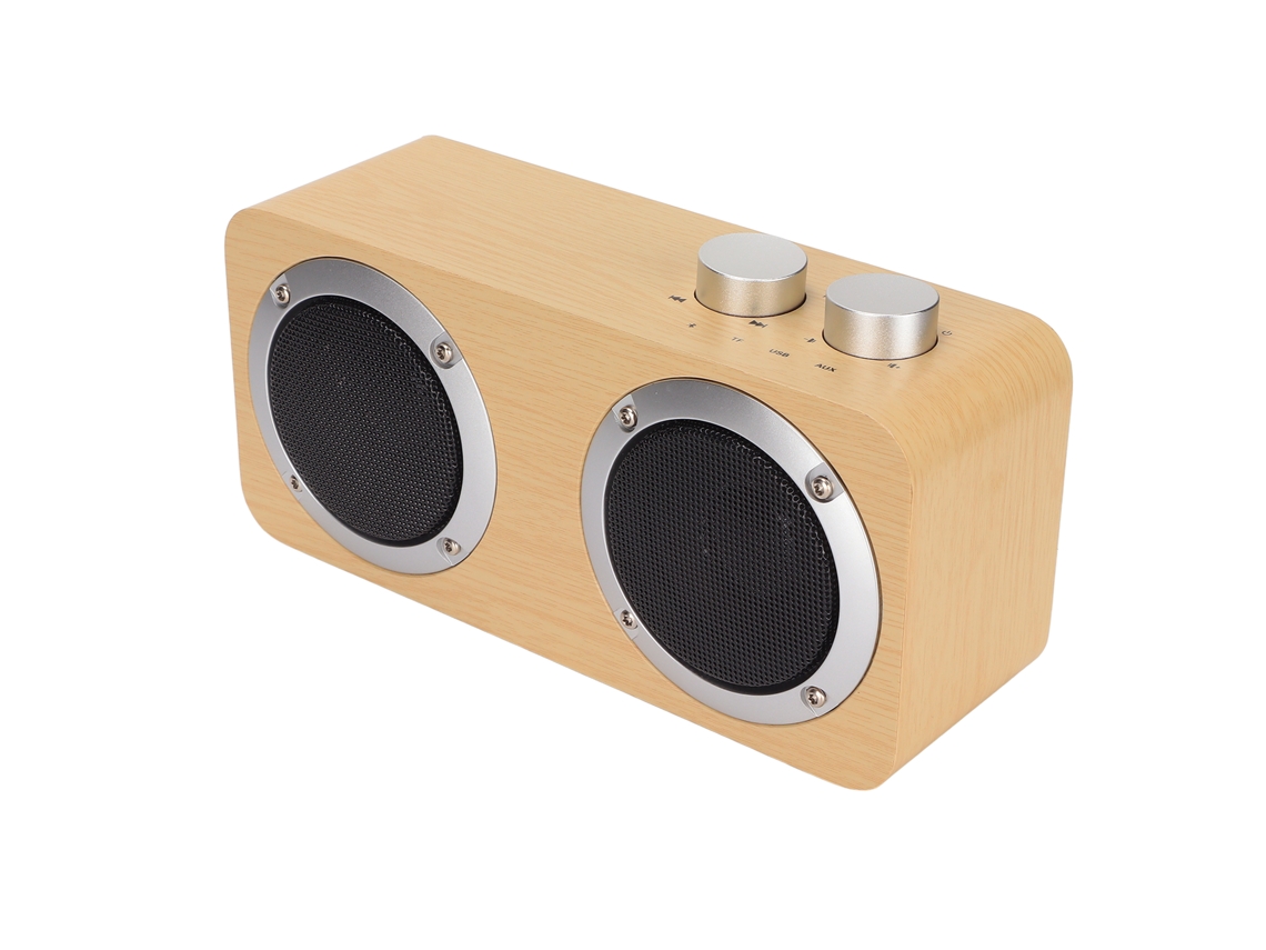 Alto-falante Bluetooth Sem Fio Retrô Portátil De Madeira Com Frequência Completa Para Computador Windows Grão De Madeira Amarelo