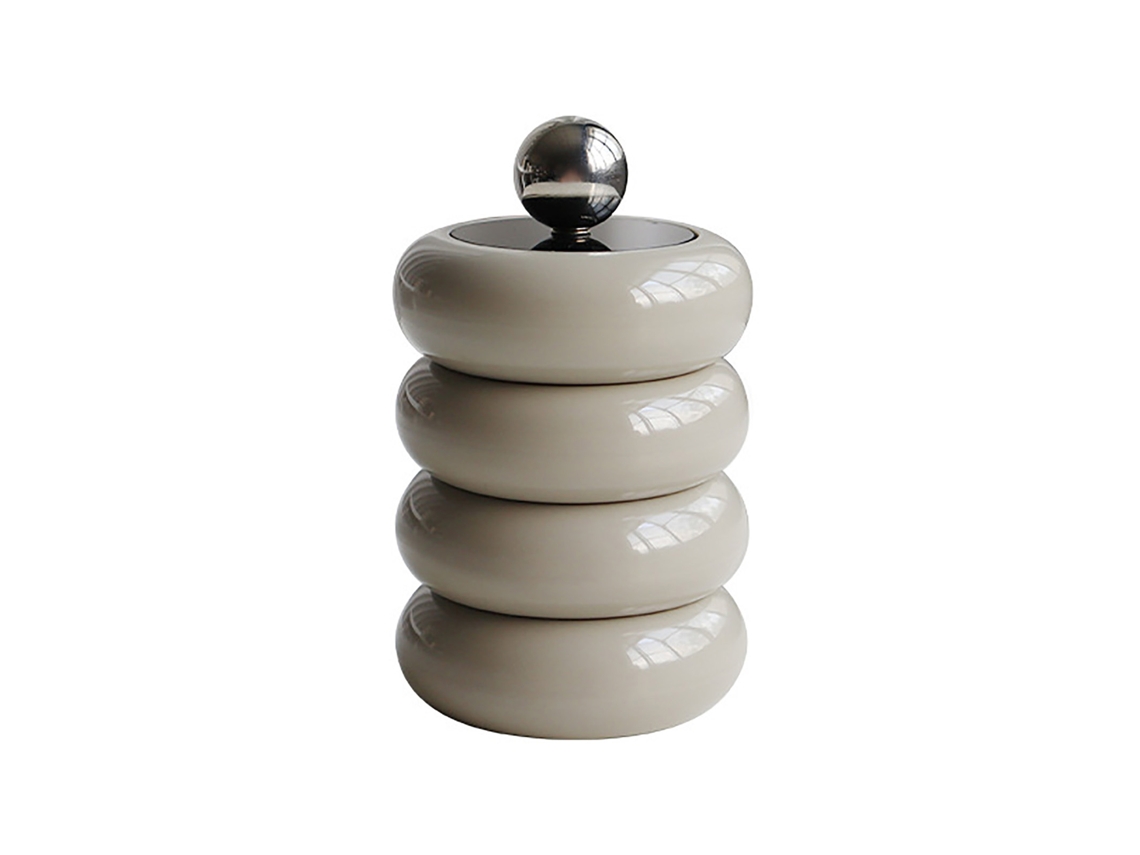 Suporte para Palitos de Algodão com Tampa Doughnut 4 Camadas Estilo Nórdico Khaki S/MARCA