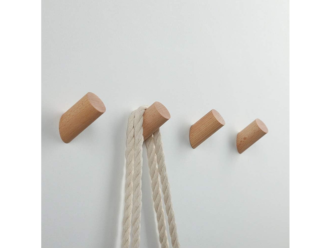 Gancho De Madeira Para Roupas 5 Peçascabideiro De Parede Natural Para Chapéus E Bolsas, Suporte Para Toalhas, Diâmetro 30mm