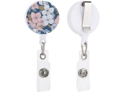 Porta Crachá Com Clipe, Chaveiro Retrátil Crachás Com Estampa Floral Em Fundo Azul, Porta Crachá Charmoso E