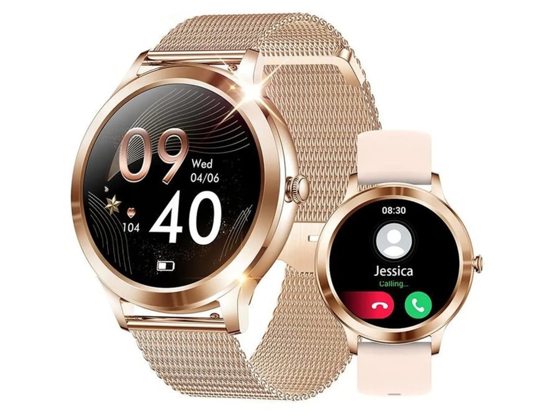 Relógio Feminino 1.09 Monitor de Freqüência Cardíaca Pulseira Esportiva À Prova Dágua Ip68 Pedômetro Para Ios Android Bestvite (ouro)