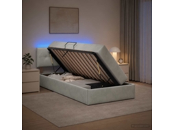 Vidaxl Cama De Armazenamento Led Com Colchão Cinzento-claro