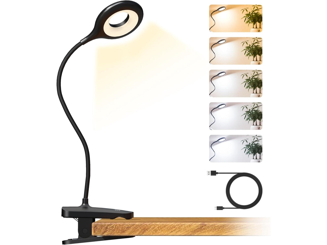Luminária De Mesa Recarregável Com Pinça,luz De Cabeceira Toque E Regulável,abajur Portátil Para Leitura Btforus