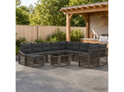Vidaxl Conjunto De Sofá De Jardim 12 Unid. Cinza E Cinza Escuro