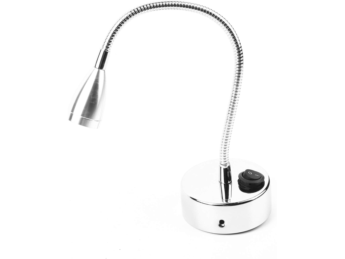 Luminária De Parede Led Prateada Com Haste Flexível Ajustável, Luz Branca Quente, Ideal Para Quarto, Dormitório E