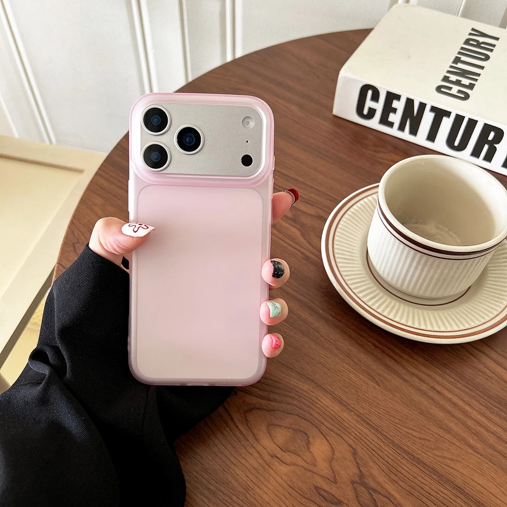 Capa Transparente Para Iphone 17 Pro Max Rosa, Em Cores Vibrantes. Capa De Silicone Macia E Fosca Transparente.