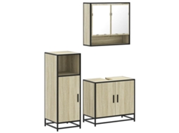 Maison Exclusive - 3 Pcs Conj. Móveis Casa Banho Derivados Madeira Carvalho Sonoma