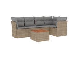 Conjunto de 6 Sofás P/ Jardim com Almofadões Vime Pe Bege MAISON EXCLUSIVE (80x200 cm)