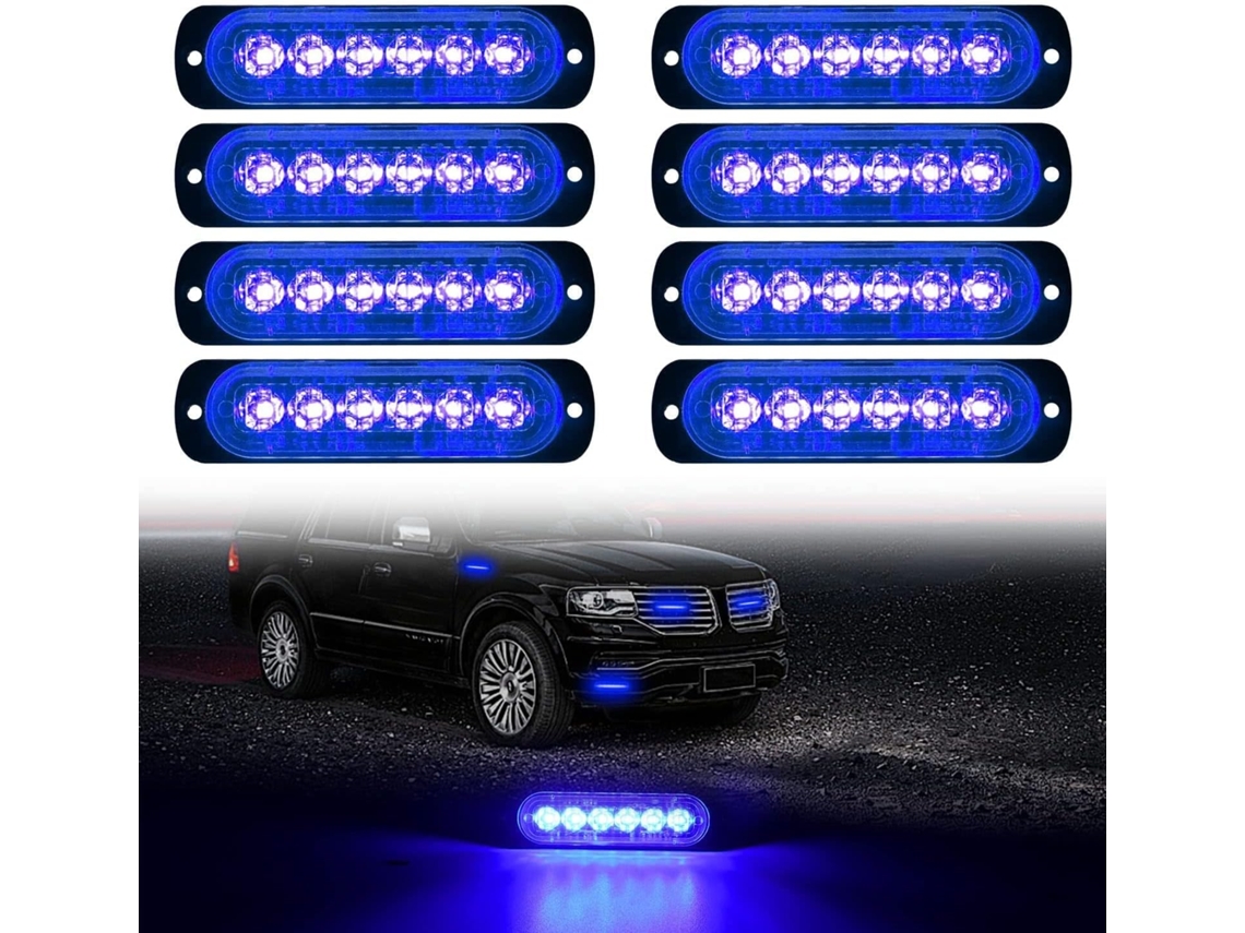 Azhu 8 Peças 6 Leds Estroboscópicos, Barra De Luz Advertência Intermitente, Barra De Luz Perigo Para Construção, Para