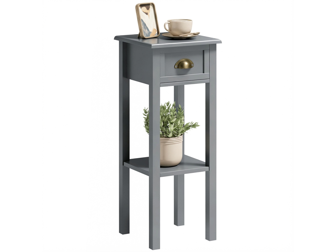 Mesa de Apoio com Gaveta, Prateleira, Estilo Moderno, 30x30x75cm, Branco ORBITRA COMMERCE