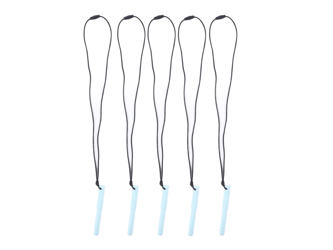 Mali 5pcs Colar Mordedor Bebê Silicone Seguro Grau Alimentar Dentição Sensorial Azul Claro