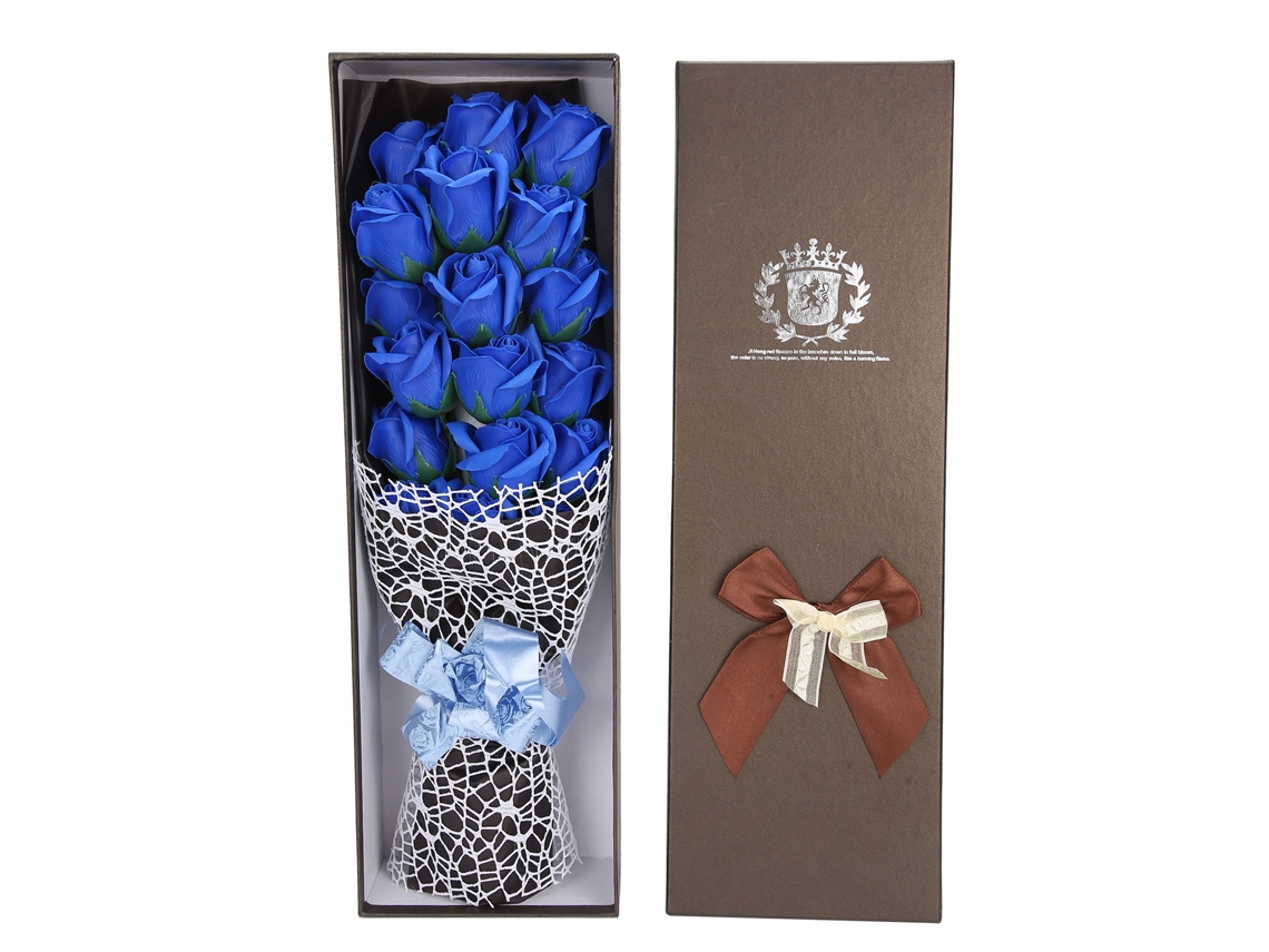 Buquê de Flores de Sabão Artificial Valentim Presente Azul