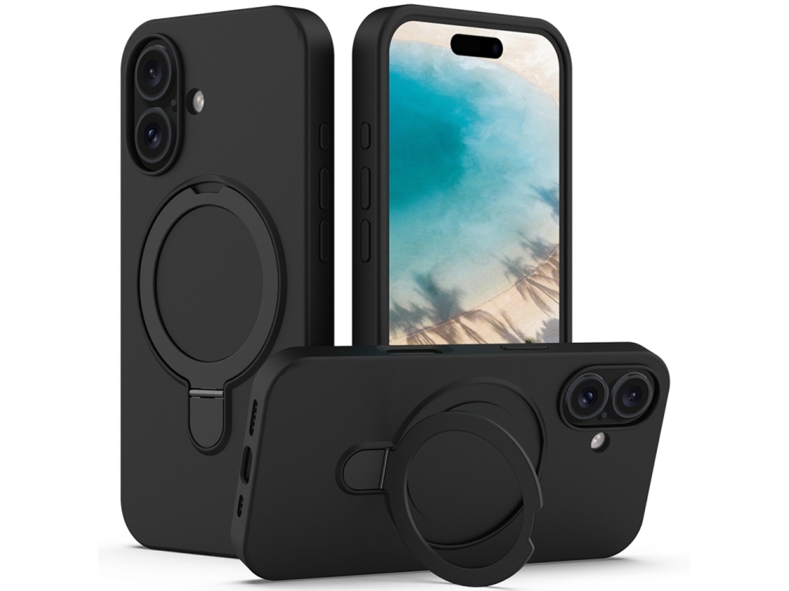 Capa Yuysan Para Iphone 16 Silicone Líquido Magsafe (íman, Suporte Para Anel, Preto) Preto