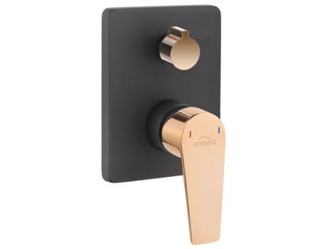 Torneira de Duche INVENA Misturador Embutido Na Parede em Latão Preto/Dourado Rosa com Chuveiro de Chuva