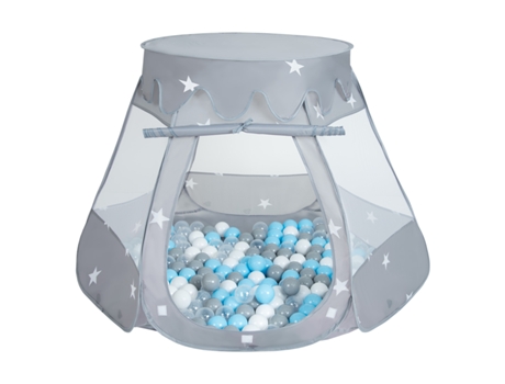 Tenda Salto Bebê com Bolas de Plástico Tenda 105X90Cm/600 Bolas para Crianças Cinzento:Cinzento-Branco-Transparente-Azul-Baby SELONIS