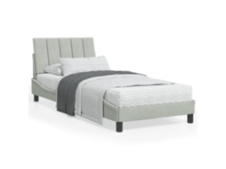 Vidaxl Cama Com Colchão Hanko 90x200 Cm Veludo Cinzento-claro