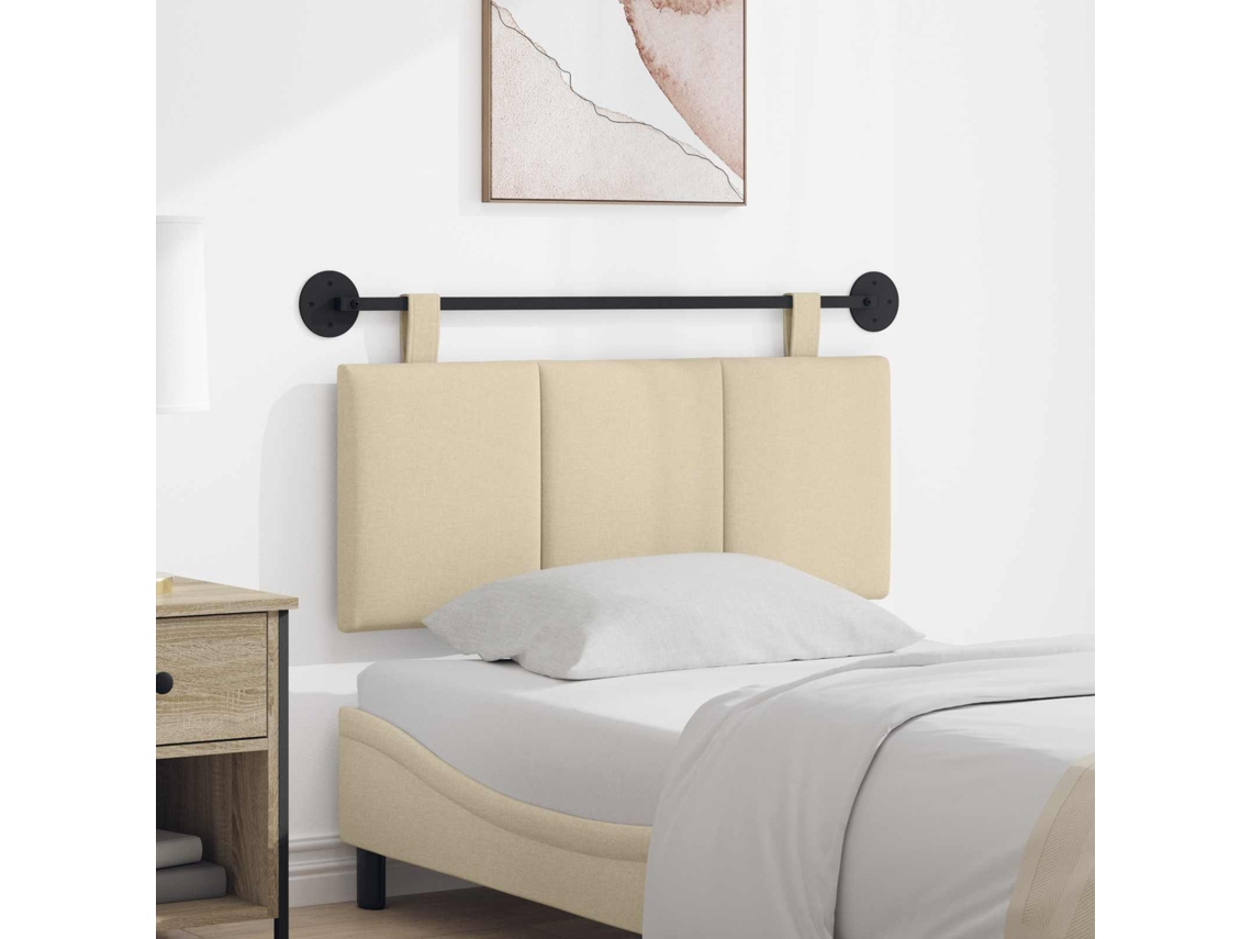 Vidaxl Cabeceira Suspensa Creme Tecido
