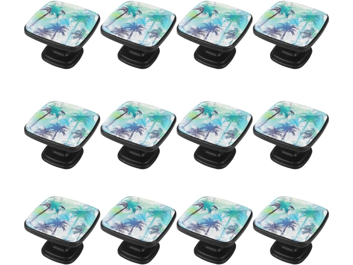 Puxadores Quadrados Para Gavetas De Cômoda, Puxadores Para Armários De Cozinha, 12 Peças, Geometria Abstrata De Palmeira