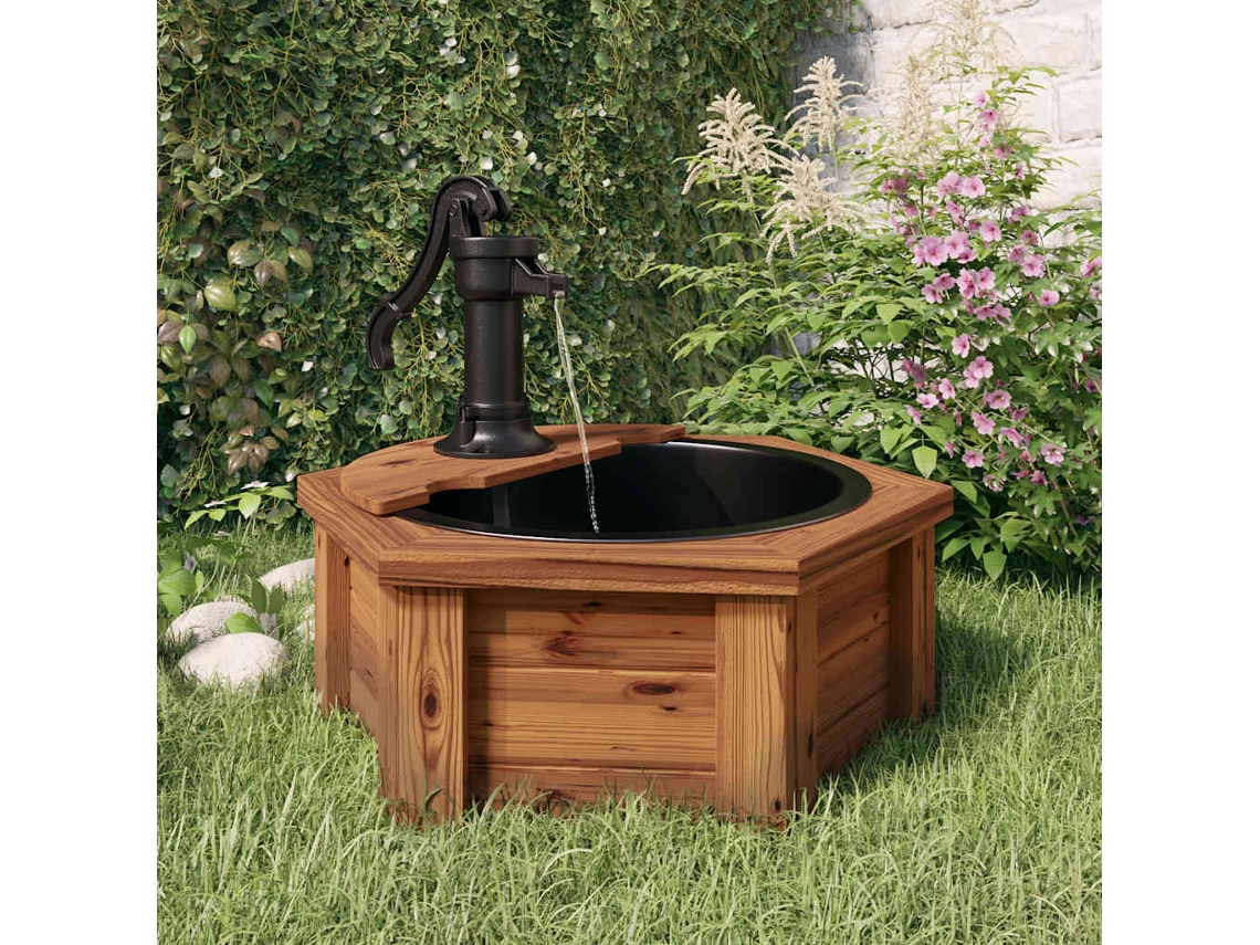 Vidaxl Fonte De Água Com Bomba 57x57x53 Cm Abeto Maciço