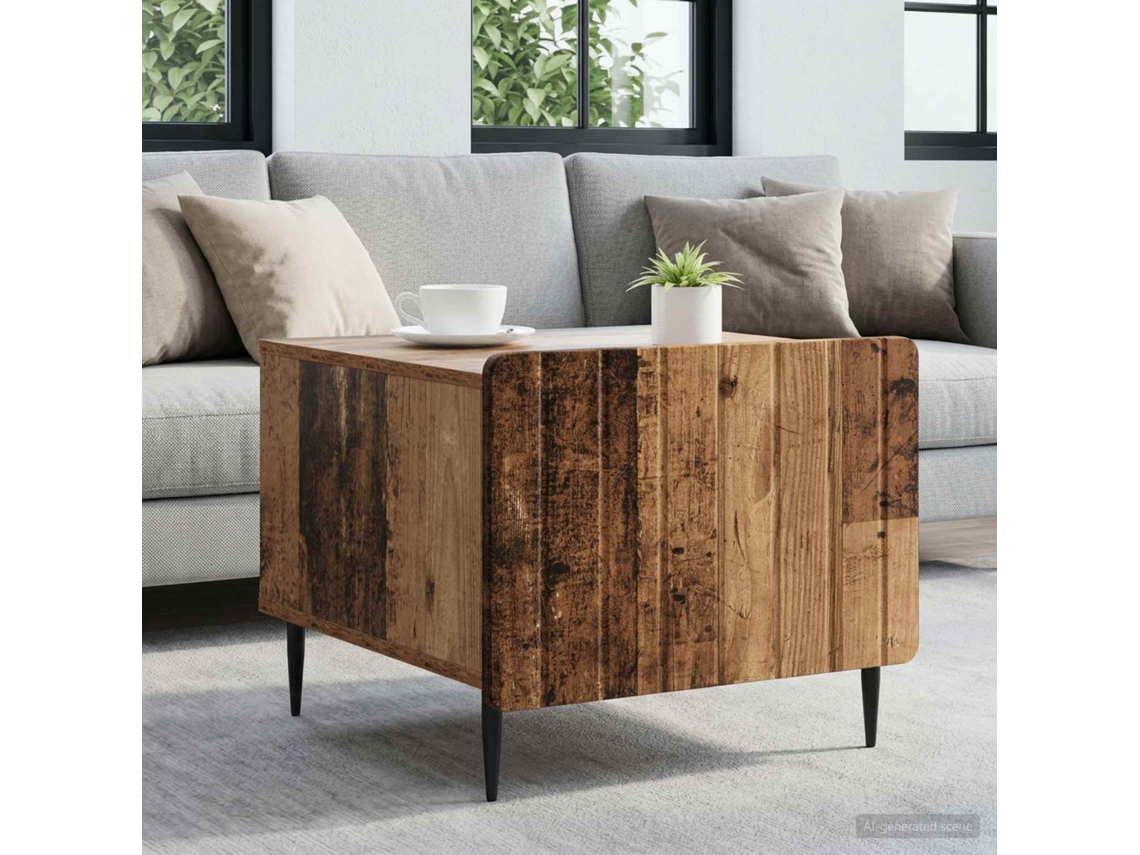 Vidaxl Mesa De Centro Com Gaveta Madeira Antiga 49 X 50 X 42 Cm
