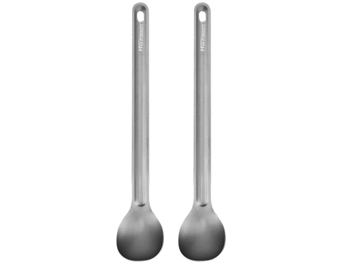 Colher Ti Longa Mão 2pcs Camping Outdoor