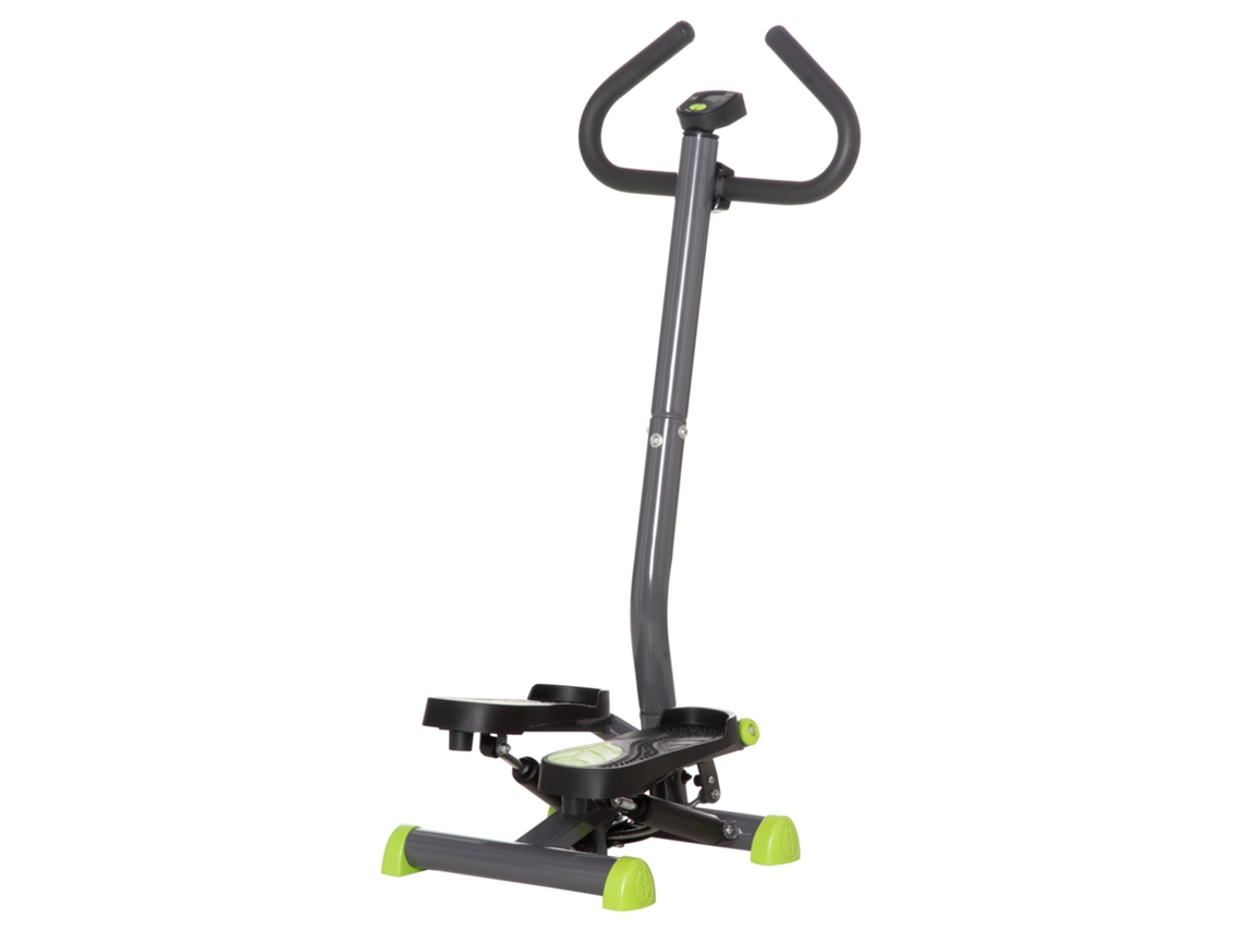 Stepper com Manivela,pedais Antiderrapantes e Monitor Lcd,aço e Abs,55x44x108 Cm,preto Cinza Verde BTFORUS