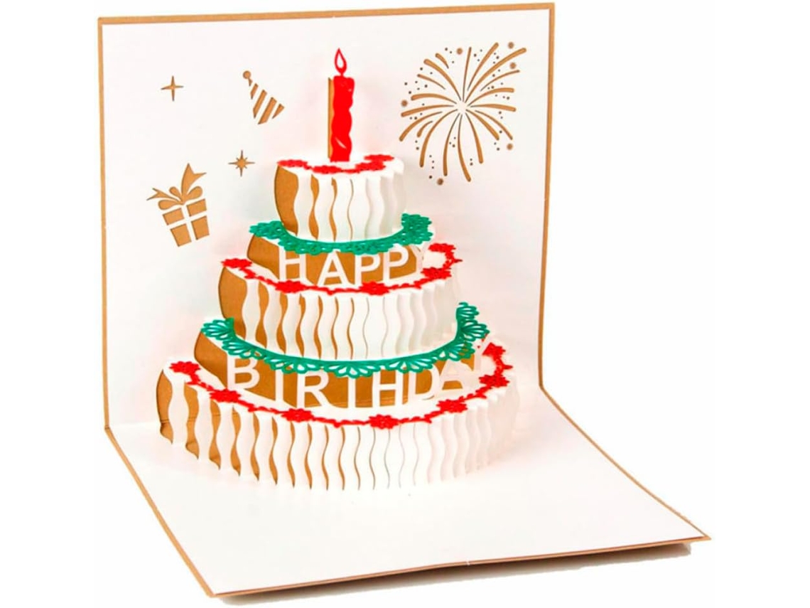Cartão de Aniversário Criativo em 3d, Feito Papel Dourado com Envelope, Ideal para Amigos e CHABERLU