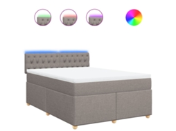 Box Spring Bed, Box Spring Beds Vidaxl Cinzento-acastanhado Tecido (140 X 200 Cm)