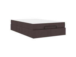 SYFAX™ Estrutura de Cama com Colchão 2 Pcs Bronzeado Tecido