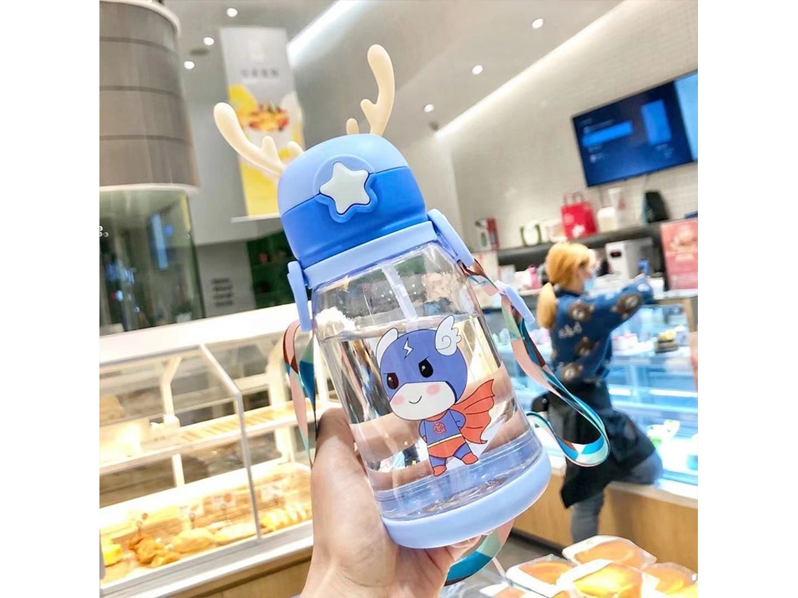 Garrafa de Água Infantil de 600ml com Desenho Criativo de Antílope, Copo Portátil para Alimentação MDUG (estilo 1)
