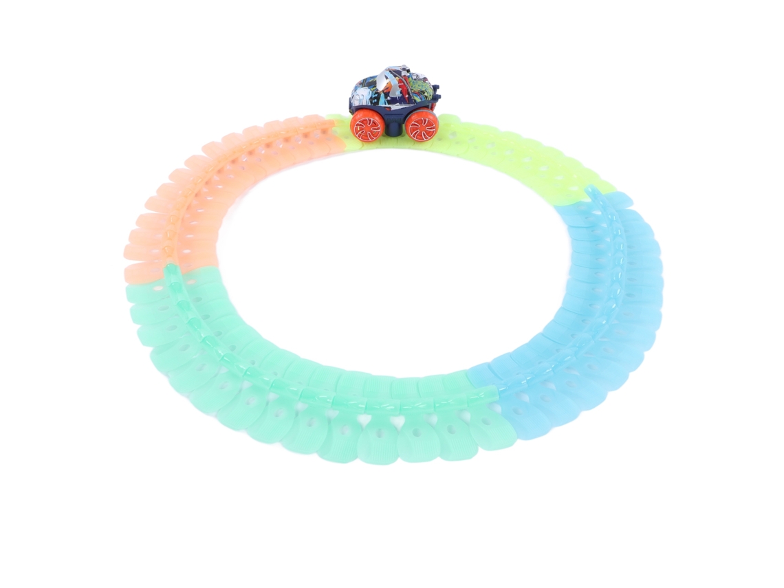 Primerox conjunto de Pista de Carros de Corrida Flexível Brilho no Escuro 56pcs para Crianças