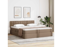 Vidaxl Cama Com Arrumação E Led Com Cabeceira Cappuccino 200 X 200 Cm