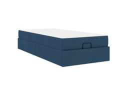 Conjunto 2 Estrutura Da Cama Vidaxl Azul Tecido (90 X 200 Cm)